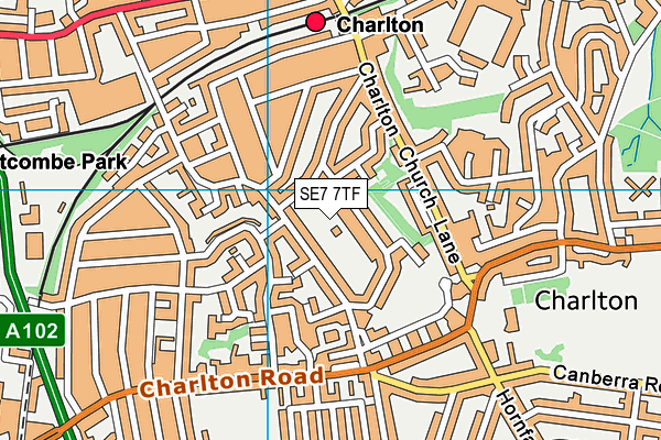 SE7 7TF map - OS VectorMap District (Ordnance Survey)