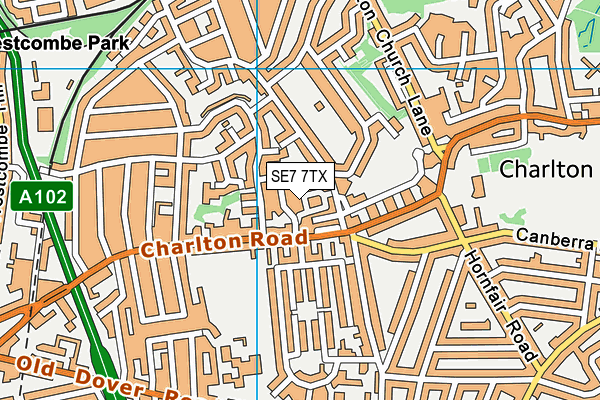 SE7 7TX map - OS VectorMap District (Ordnance Survey)