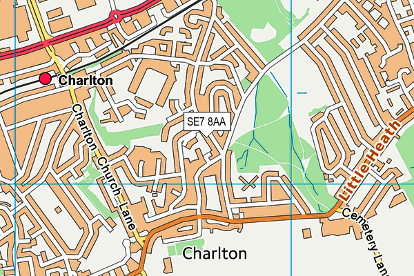 SE7 8AA map - OS VectorMap District (Ordnance Survey)