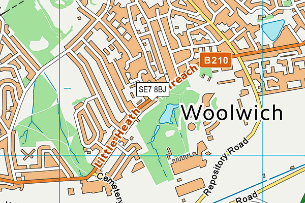 SE7 8BJ map - OS VectorMap District (Ordnance Survey)