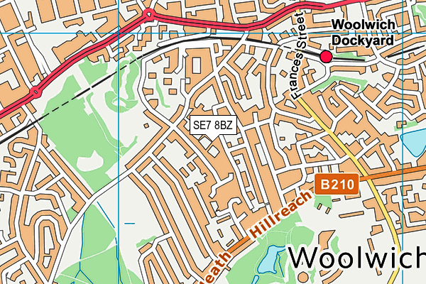 SE7 8BZ map - OS VectorMap District (Ordnance Survey)