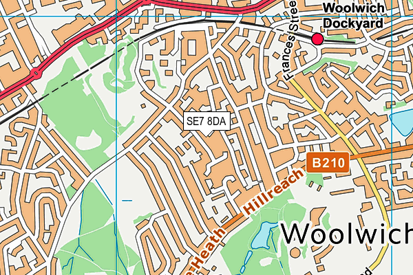 SE7 8DA map - OS VectorMap District (Ordnance Survey)