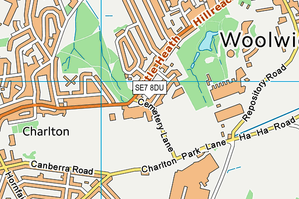 SE7 8DU map - OS VectorMap District (Ordnance Survey)