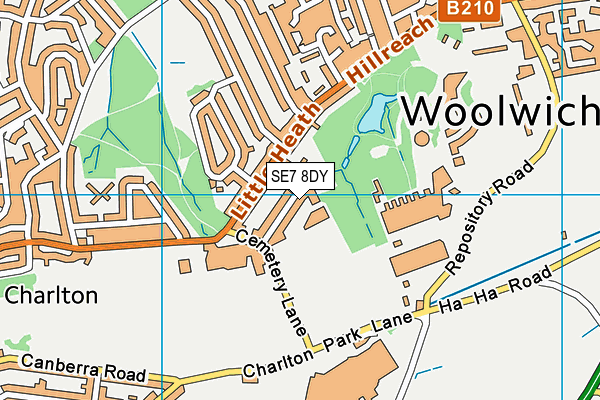 SE7 8DY map - OS VectorMap District (Ordnance Survey)