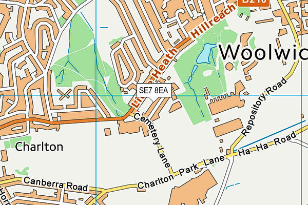 SE7 8EA map - OS VectorMap District (Ordnance Survey)