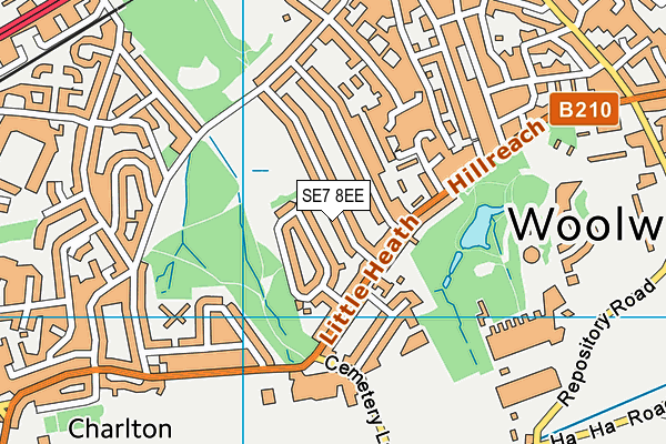 SE7 8EE map - OS VectorMap District (Ordnance Survey)
