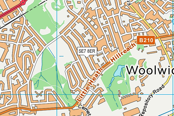 SE7 8ER map - OS VectorMap District (Ordnance Survey)