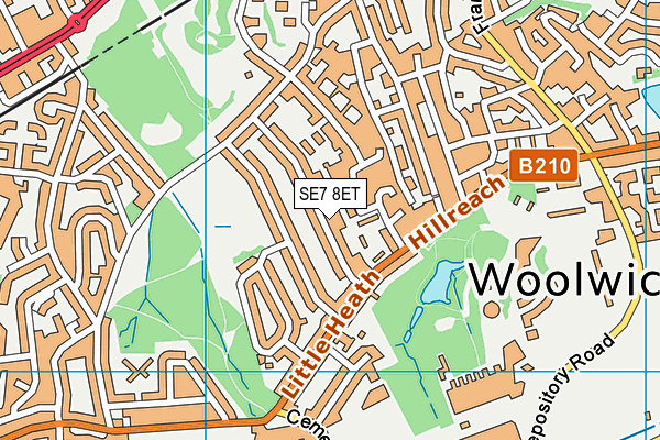 SE7 8ET map - OS VectorMap District (Ordnance Survey)