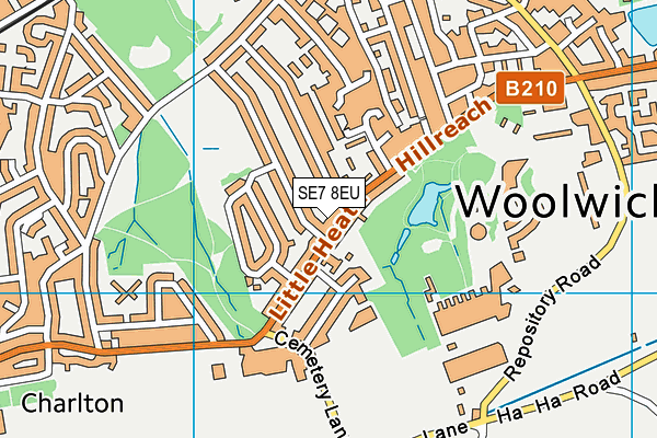 SE7 8EU map - OS VectorMap District (Ordnance Survey)