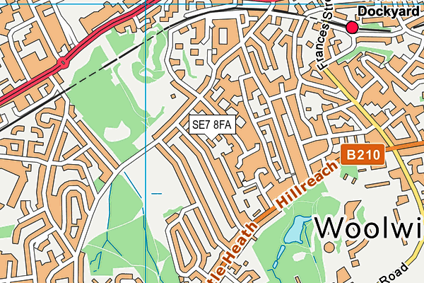 SE7 8FA map - OS VectorMap District (Ordnance Survey)