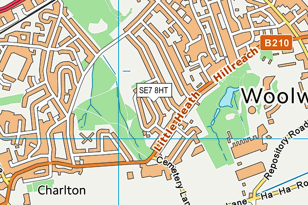 SE7 8HT map - OS VectorMap District (Ordnance Survey)