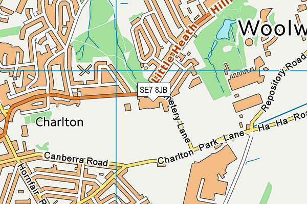 SE7 8JB map - OS VectorMap District (Ordnance Survey)