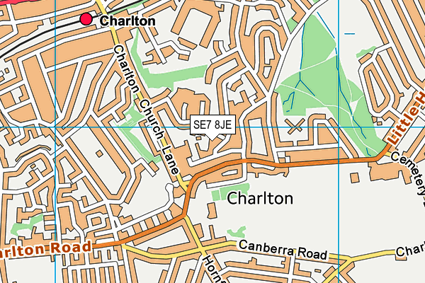 SE7 8JE map - OS VectorMap District (Ordnance Survey)