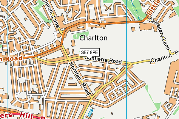 SE7 8PE map - OS VectorMap District (Ordnance Survey)