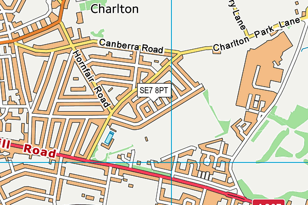 SE7 8PT map - OS VectorMap District (Ordnance Survey)