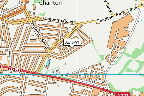 SE7 8PW map - OS VectorMap District (Ordnance Survey)