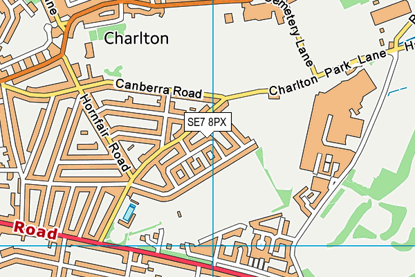 SE7 8PX map - OS VectorMap District (Ordnance Survey)