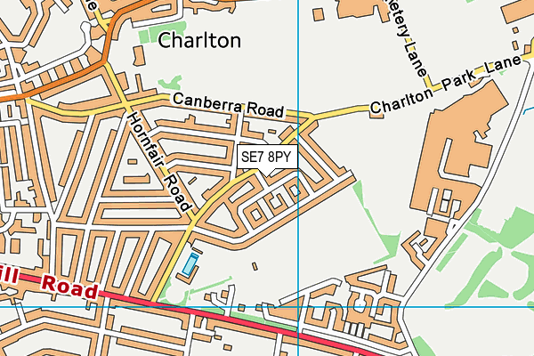 SE7 8PY map - OS VectorMap District (Ordnance Survey)