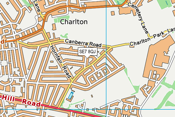 SE7 8QJ map - OS VectorMap District (Ordnance Survey)