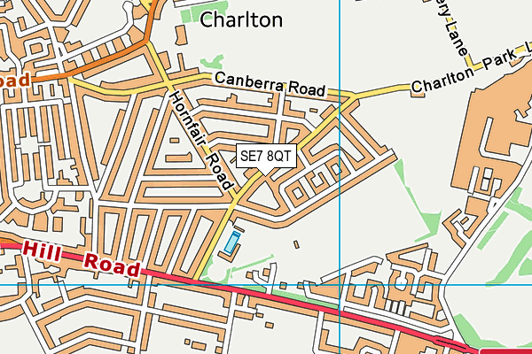 SE7 8QT map - OS VectorMap District (Ordnance Survey)