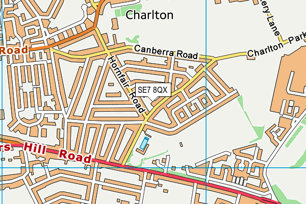 SE7 8QX map - OS VectorMap District (Ordnance Survey)