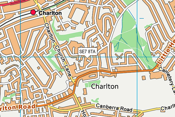 SE7 8TA map - OS VectorMap District (Ordnance Survey)