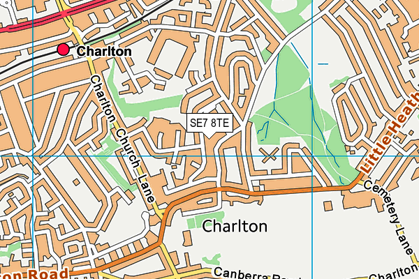 SE7 8TE map - OS VectorMap District (Ordnance Survey)
