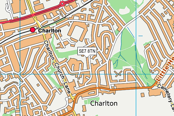 SE7 8TN map - OS VectorMap District (Ordnance Survey)