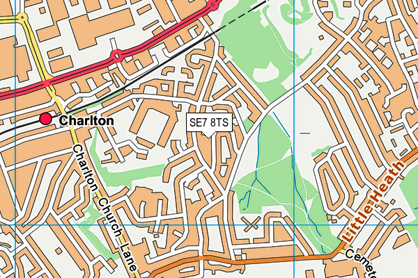 SE7 8TS map - OS VectorMap District (Ordnance Survey)