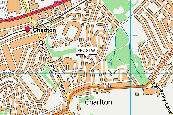 SE7 8TW map - OS VectorMap District (Ordnance Survey)