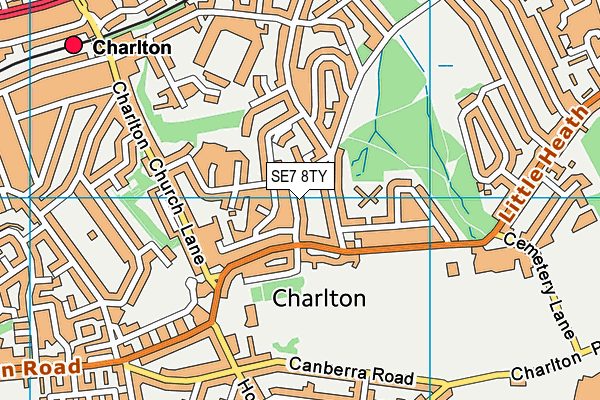 SE7 8TY map - OS VectorMap District (Ordnance Survey)