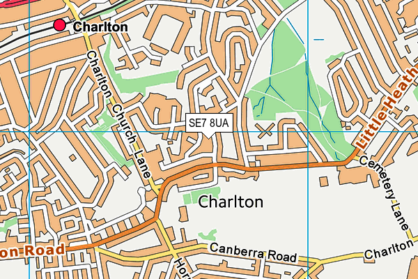 SE7 8UA map - OS VectorMap District (Ordnance Survey)