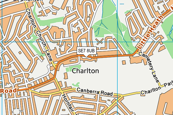 SE7 8UB map - OS VectorMap District (Ordnance Survey)