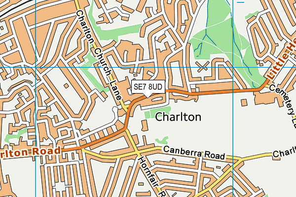 SE7 8UD map - OS VectorMap District (Ordnance Survey)