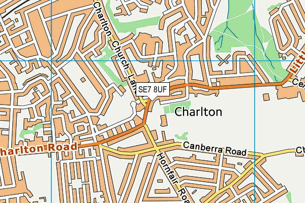 SE7 8UF map - OS VectorMap District (Ordnance Survey)