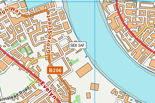 SE8 3AF map - OS VectorMap District (Ordnance Survey)