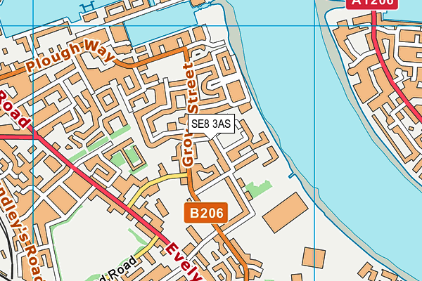 SE8 3AS map - OS VectorMap District (Ordnance Survey)