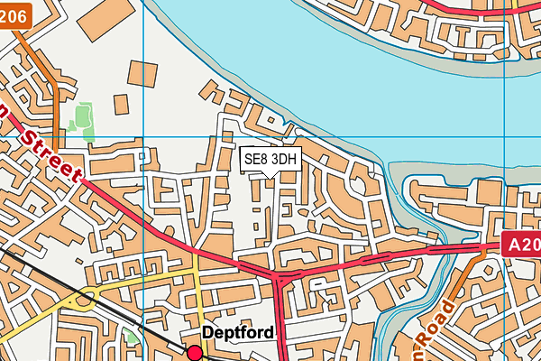 SE8 3DH map - OS VectorMap District (Ordnance Survey)