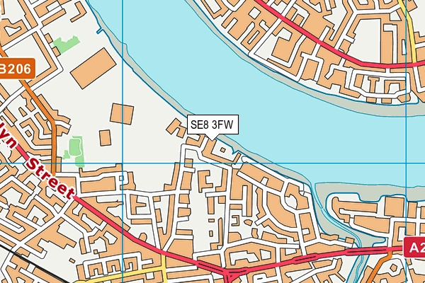 SE8 3FW map - OS VectorMap District (Ordnance Survey)