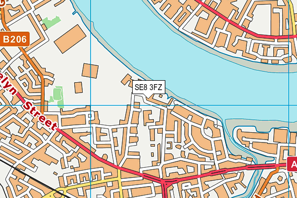 SE8 3FZ map - OS VectorMap District (Ordnance Survey)