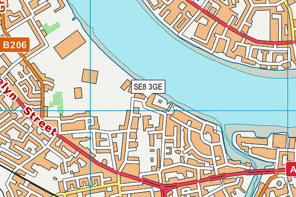 SE8 3GE map - OS VectorMap District (Ordnance Survey)