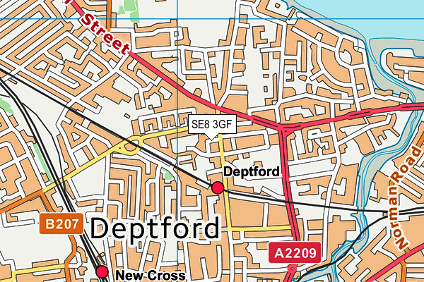 SE8 3GF map - OS VectorMap District (Ordnance Survey)