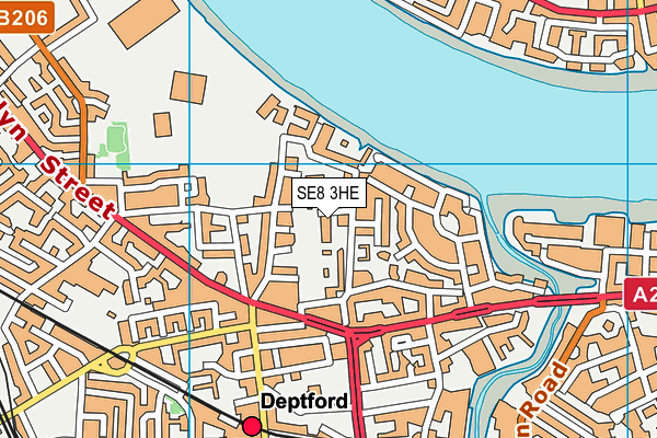 SE8 3HE map - OS VectorMap District (Ordnance Survey)