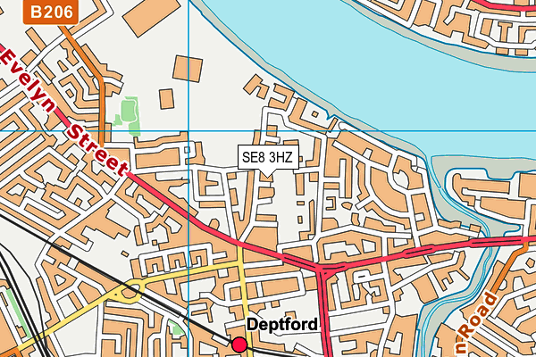 SE8 3HZ map - OS VectorMap District (Ordnance Survey)