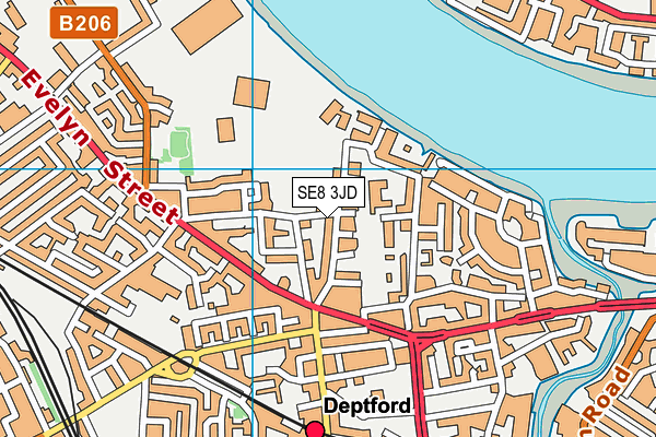 SE8 3JD map - OS VectorMap District (Ordnance Survey)