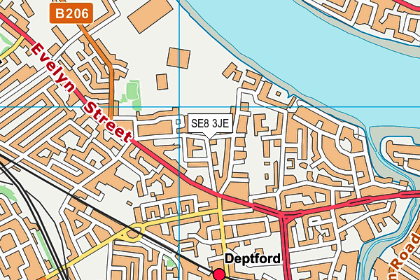 SE8 3JE map - OS VectorMap District (Ordnance Survey)