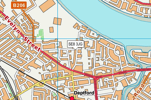SE8 3JG map - OS VectorMap District (Ordnance Survey)