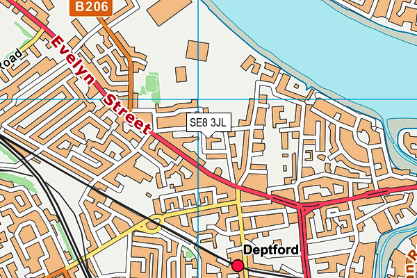 SE8 3JL map - OS VectorMap District (Ordnance Survey)