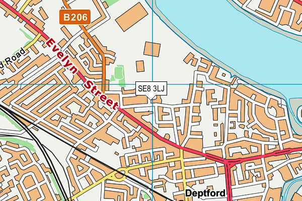 SE8 3LJ map - OS VectorMap District (Ordnance Survey)