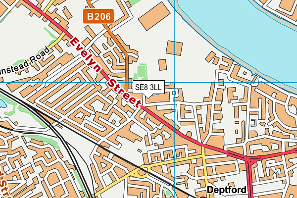 SE8 3LL map - OS VectorMap District (Ordnance Survey)